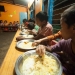 eating dinner at the orphanage
